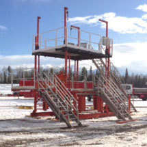 Wellhead service platforms available from RIDE Inc provide a safe workspace for maintenance crews